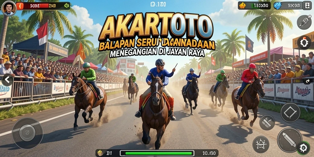 Tampilan gameplay menegangkan dari balapan AKARTOTO yang seru.