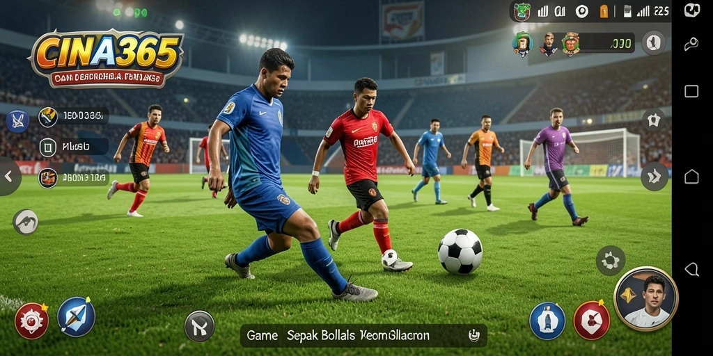 Tampilan gameplay menarik dalam CINA365 yang membuat Anda merasakan kompetisi sepak bola.
