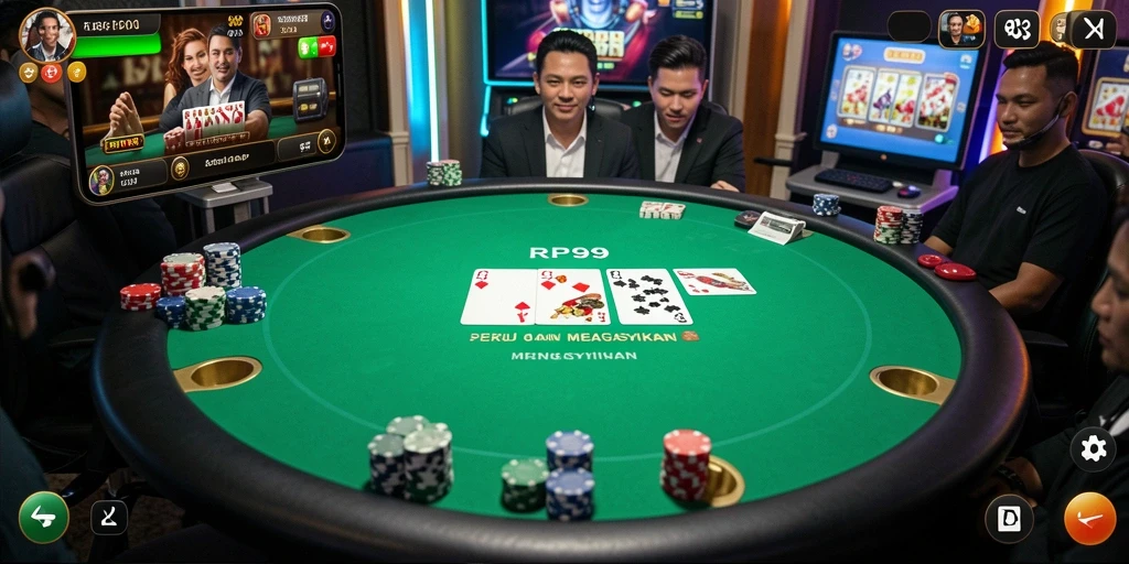 Tampilan gameplay poker yang menegangkan dan menarik.