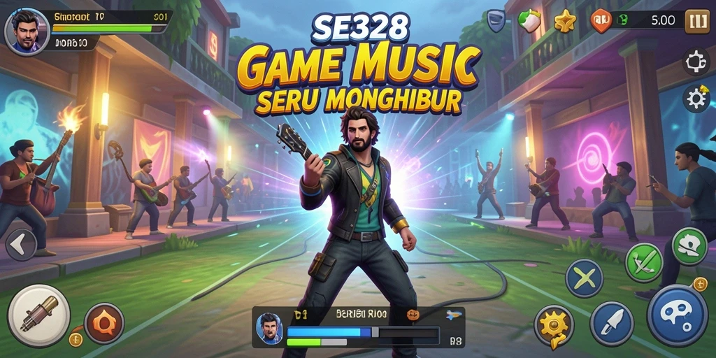 Screenshot gameplay SE328 yang menunjukkan suasana bermain musik yang seru.